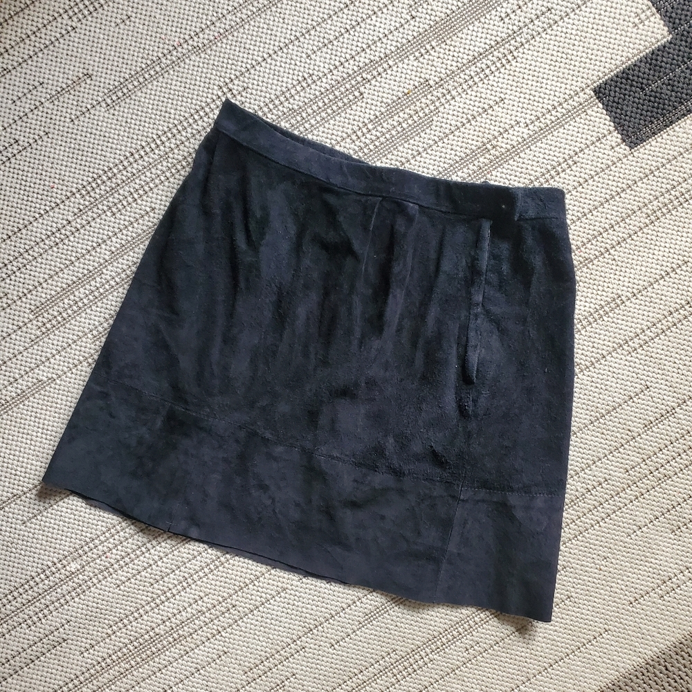 Vintage suede black mini skirt